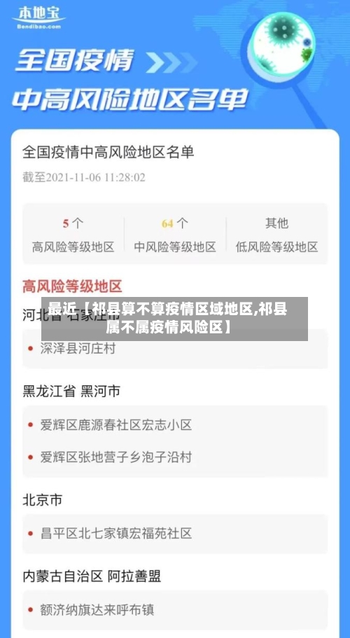 最近【祁县算不算疫情区域地区,祁县属不属疫情风险区】