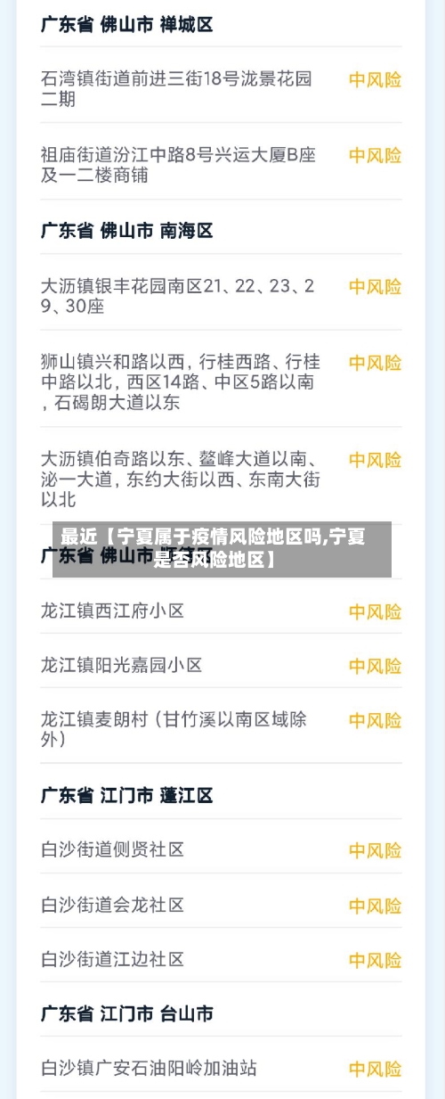 最近【宁夏属于疫情风险地区吗,宁夏是否风险地区】