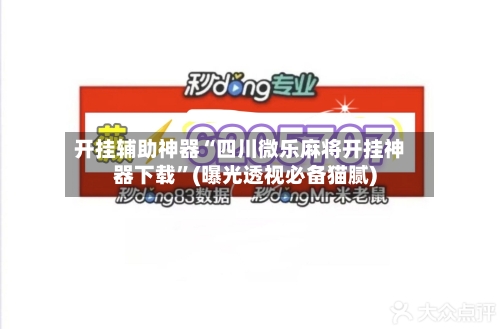 开挂辅助神器“四川微乐麻将开挂神器下载”(曝光透视必备猫腻)-第3张图片