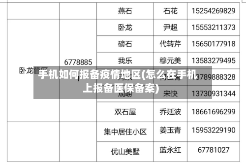 手机如何报备疫情地区(怎么在手机上报备医保备案)-第3张图片