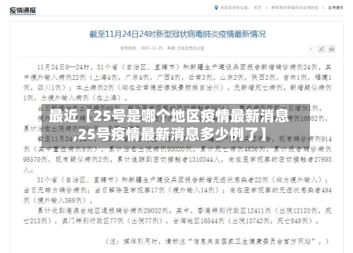 最近【25号是哪个地区疫情最新消息,25号疫情最新消息多少例了】