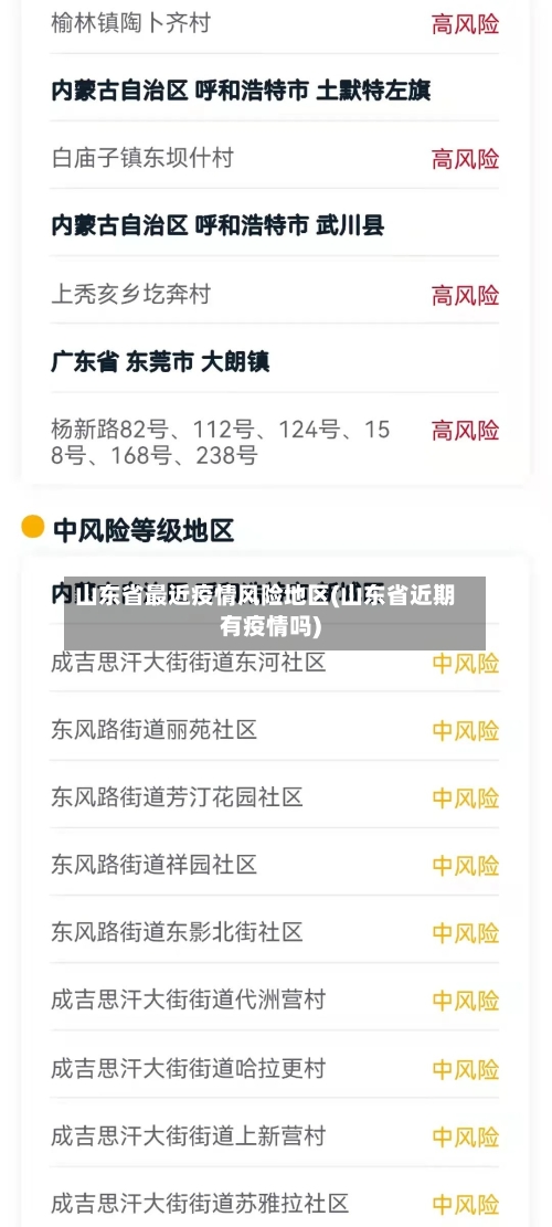 山东省最近疫情风险地区(山东省近期有疫情吗)